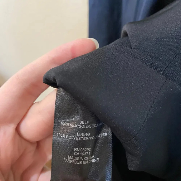 TIBI Strapless Towel Dress Navy Silk Size 2 Chic Effortless Drape Front - Picture 11 of 13